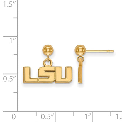 14K Yellow Gold Logoart Louisiana State University L S U Dangle Ball Post Earrings