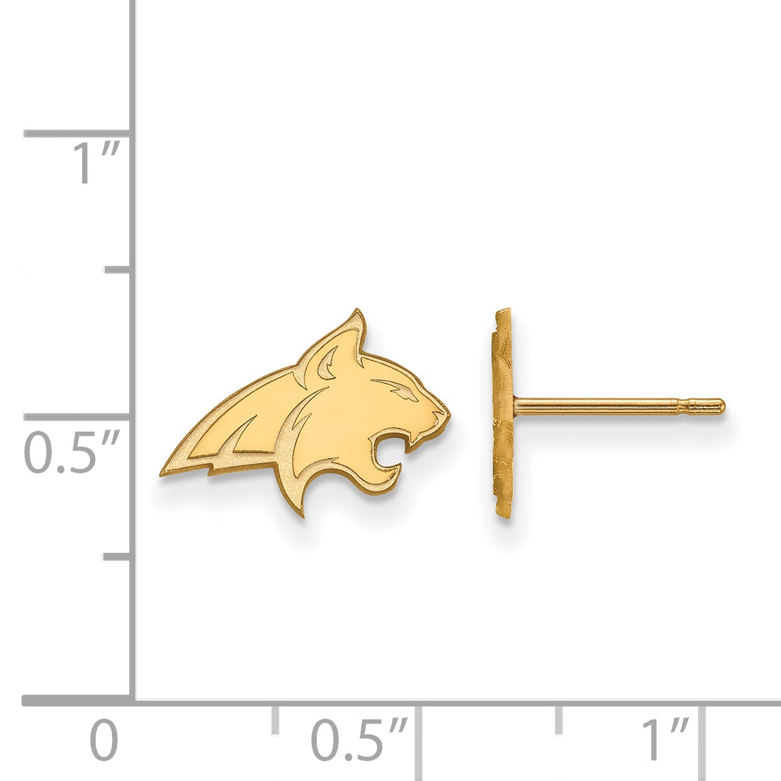 Gold Plated Sterling Silver Logoart Montana State University Bobcat Extra Small Post Earrings
