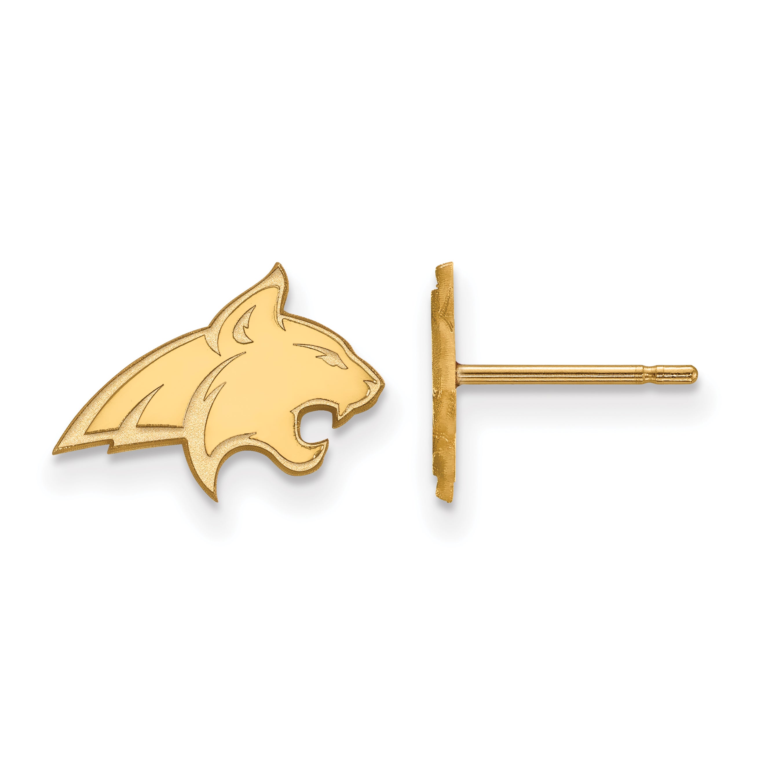 Gold Plated Sterling Silver Logoart Montana State University Bobcat Extra Small Post Earrings