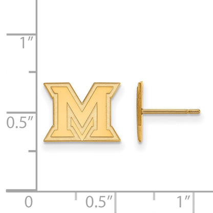 10K Yellow Gold Logoart Miami University Ohio Letter M Extra Small Post Earrings