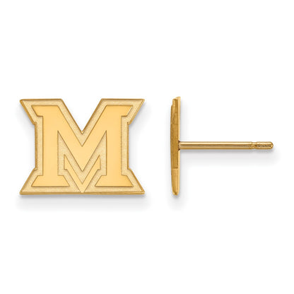14K Yellow Gold Logoart Miami University Ohio Letter M Extra Small Post Earrings