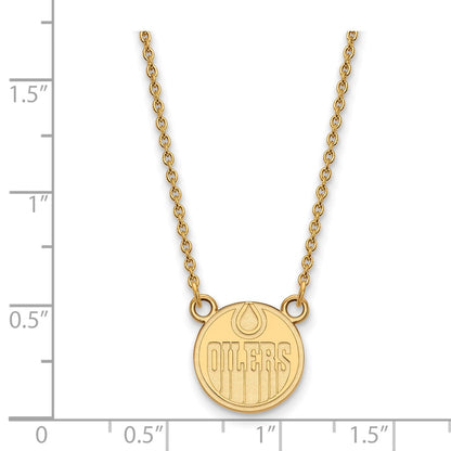 10K Yellow Gold Nhl Logoart Edmonton Oilers Small Pendant 18 Inch Necklace