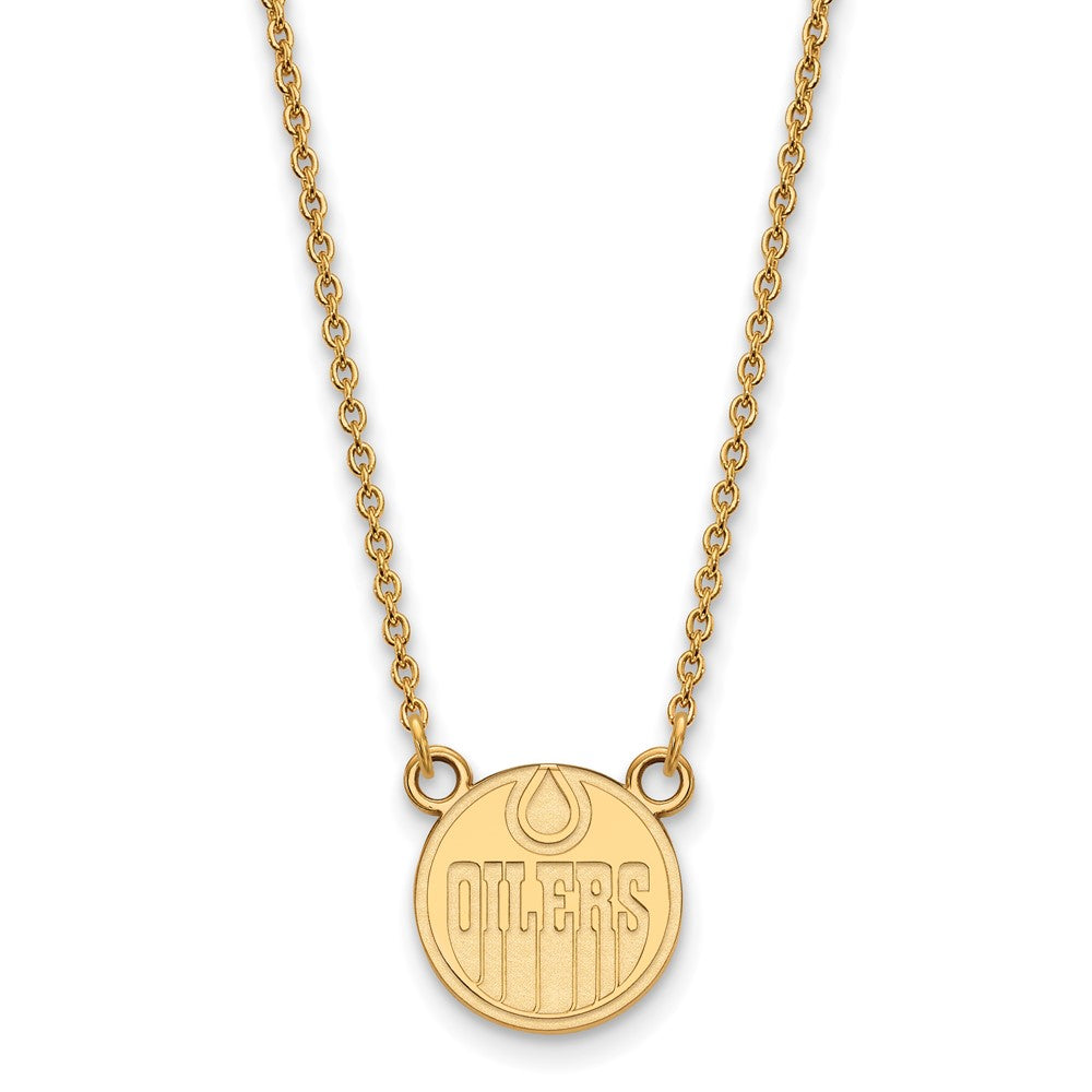 10K Yellow Gold Nhl Logoart Edmonton Oilers Small Pendant 18 Inch Necklace