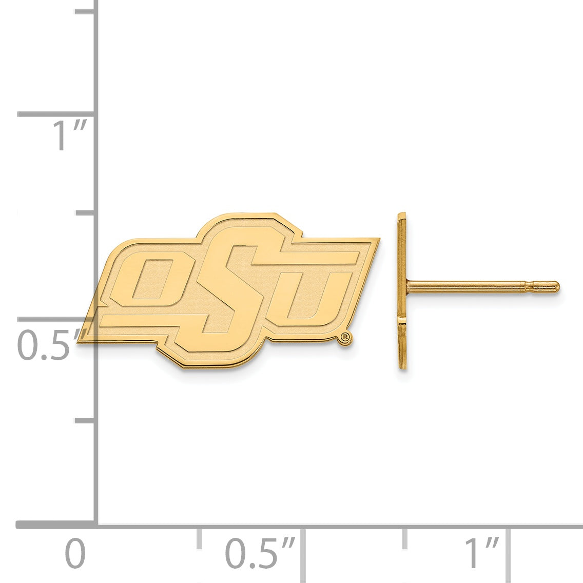 Gold Plated Sterling Silver Logoart Oklahoma State University O S U Extra Small Post Earrings