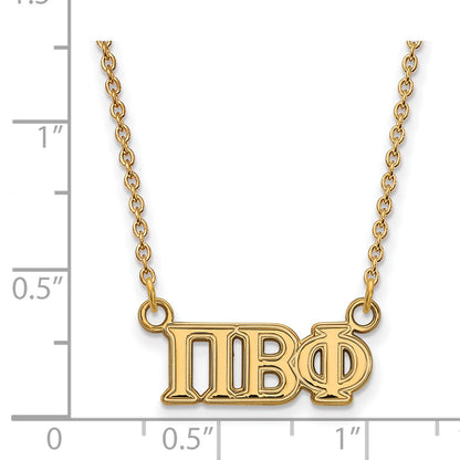 Gold Plated Sterling Silver Logoart Pi Beta Phi Sorority Greek Letters Medium Pendant 18 Inch Necklace