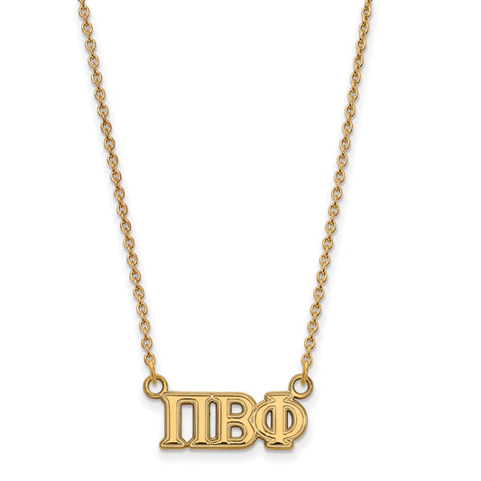 Gold Plated Sterling Silver Logoart Pi Beta Phi Sorority Greek Letters Medium Pendant 18 Inch Necklace