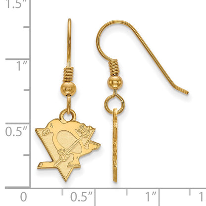 Gold Plated Sterling Silver Nhl Logoart Pittsburgh Penguins Small Dangle Wire Earrings