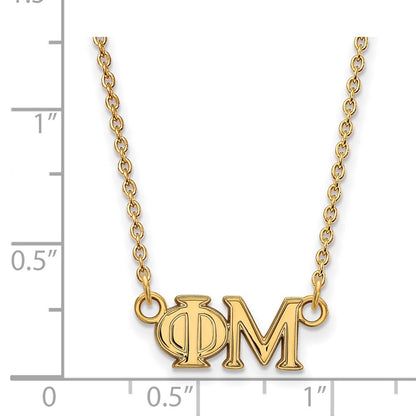 Gold Plated Sterling Silver Logoart Phi Mu Sorority Greek Letters Medium Pendant 18 Inch Necklace