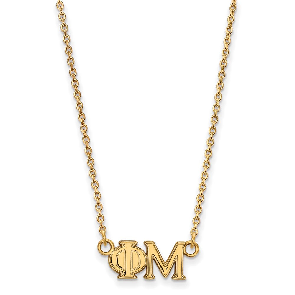 Gold Plated Sterling Silver Logoart Phi Mu Sorority Greek Letters Medium Pendant 18 Inch Necklace
