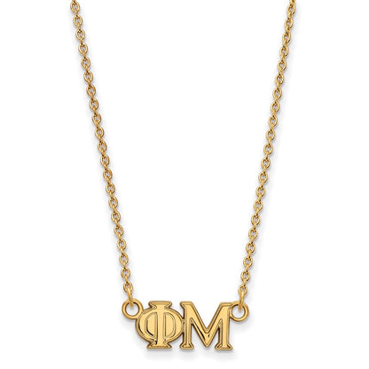 Gold Plated Sterling Silver Logoart Phi Mu Sorority Greek Letters Medium Pendant 18 Inch Necklace