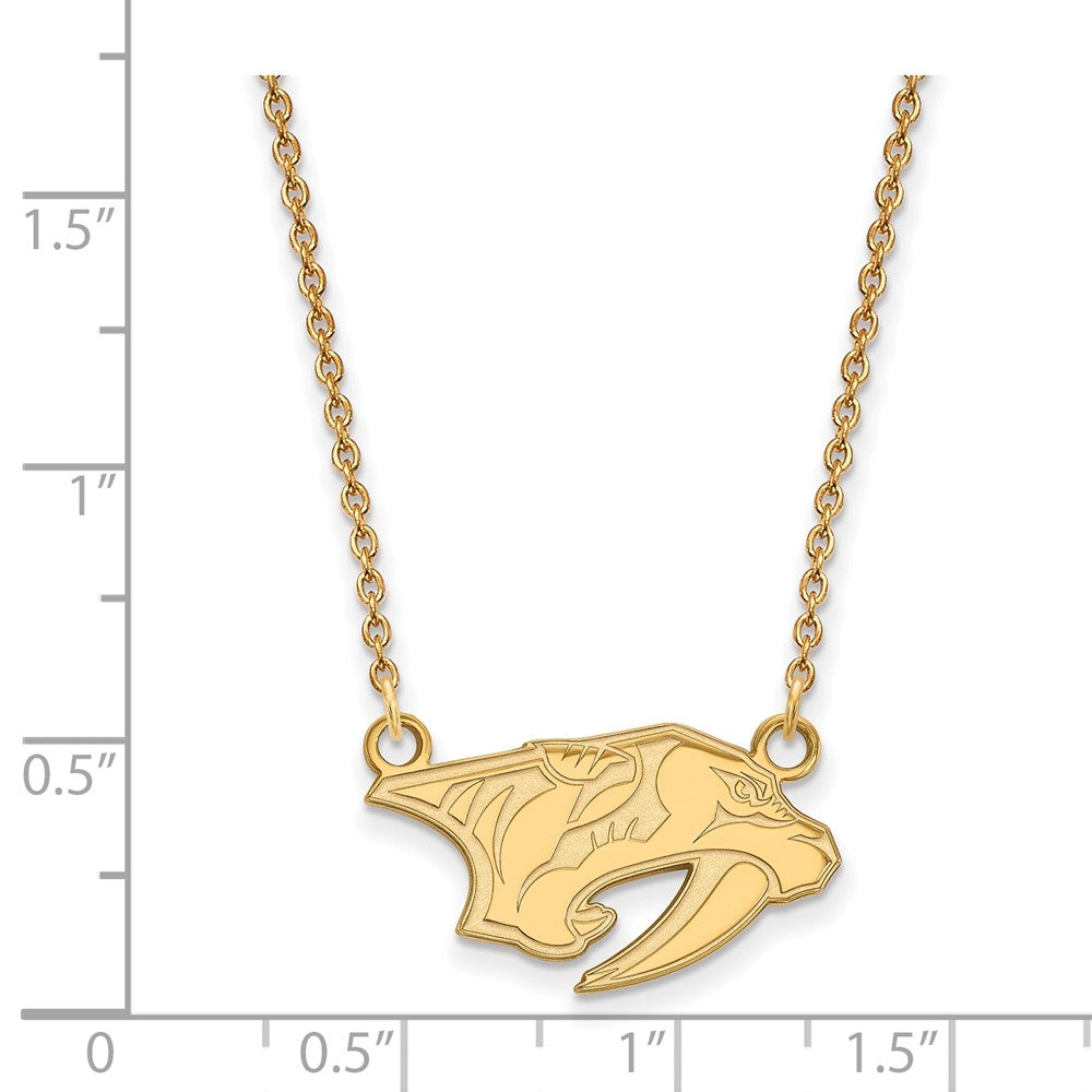 10K Yellow Gold Nhl Logoart Nashville Predators Small Pendant 18 Inch Necklace