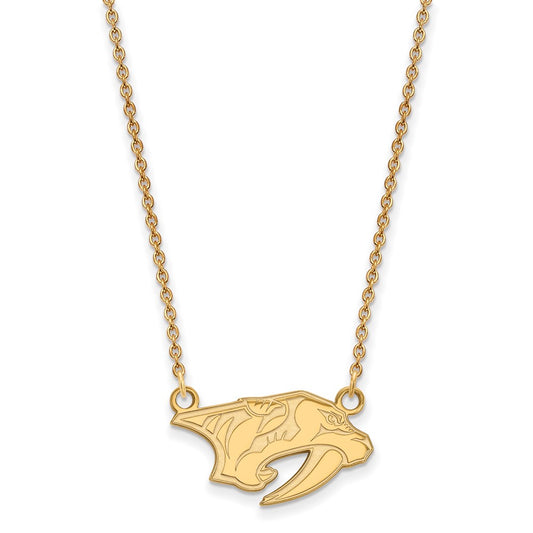 14K Yellow Gold Nhl Logoart Nashville Predators Small Pendant 18 Inch Necklace