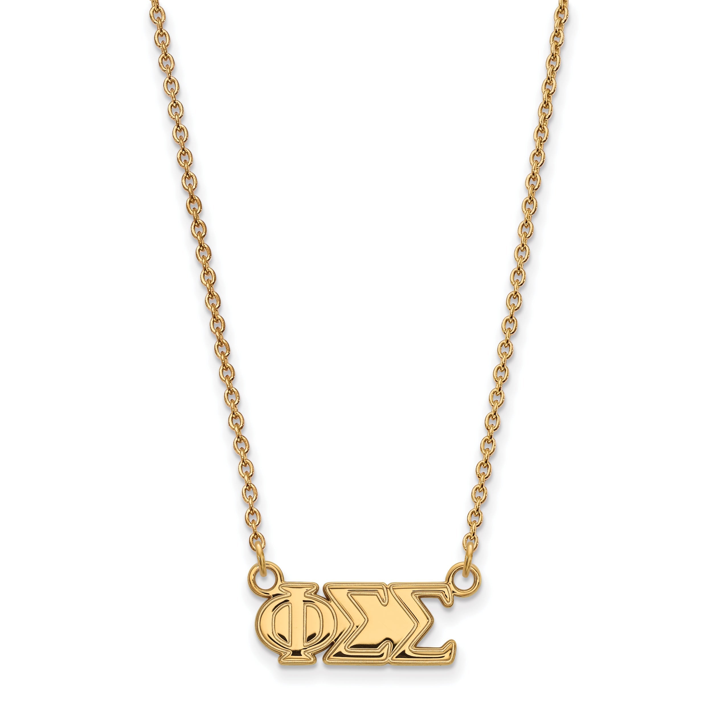 Gold Plated Sterling Silver Logoart Phi Sigma Sorority Greek Letters Medium Pendant 18 Inch Necklace