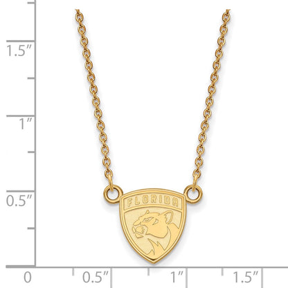14K Yellow Gold Nhl Logoart Florida Panthers Small Pendant 18 Inch Necklace