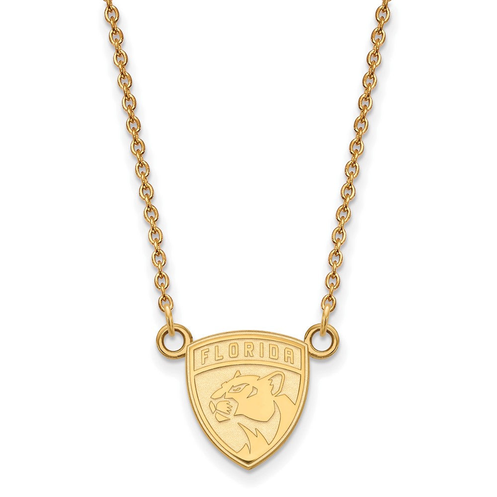 10K Yellow Gold Nhl Logoart Florida Panthers Small Pendant 18 Inch Necklace