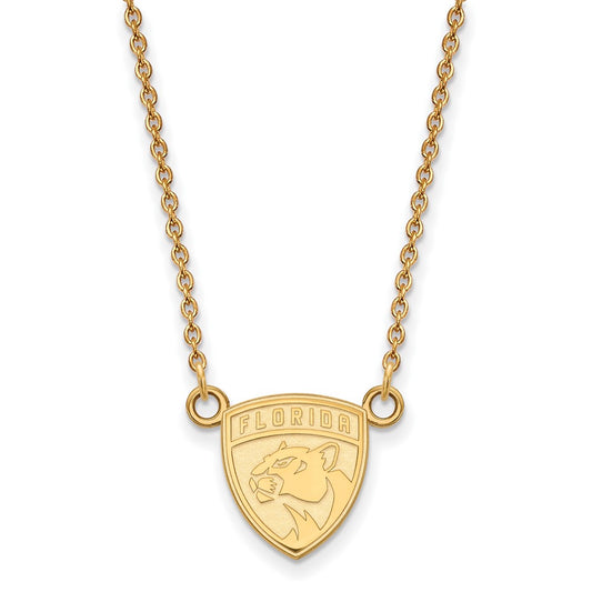 10K Yellow Gold Nhl Logoart Florida Panthers Small Pendant 18 Inch Necklace