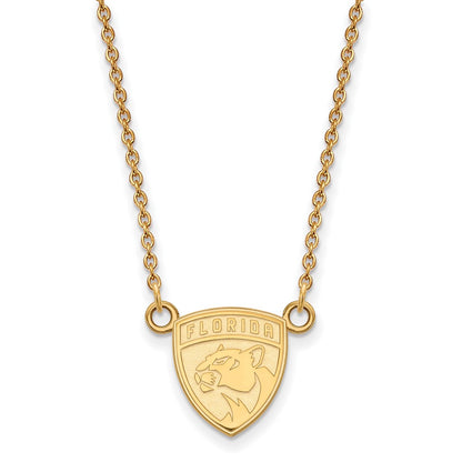 14K Yellow Gold Nhl Logoart Florida Panthers Small Pendant 18 Inch Necklace