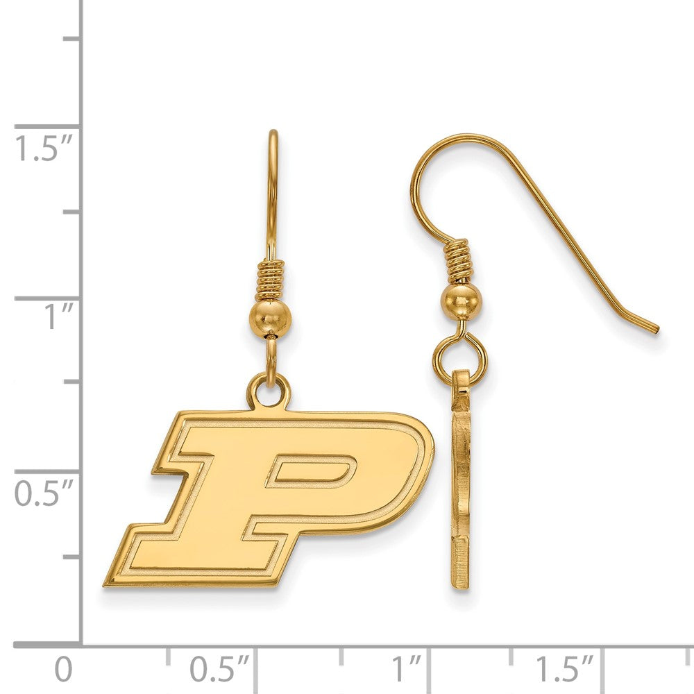 Gold Plated Sterling Silver Logoart Purdue University Letter P Small Dangle Wire Earrings