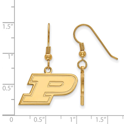 Gold Plated Sterling Silver Logoart Purdue University Letter P Small Dangle Wire Earrings