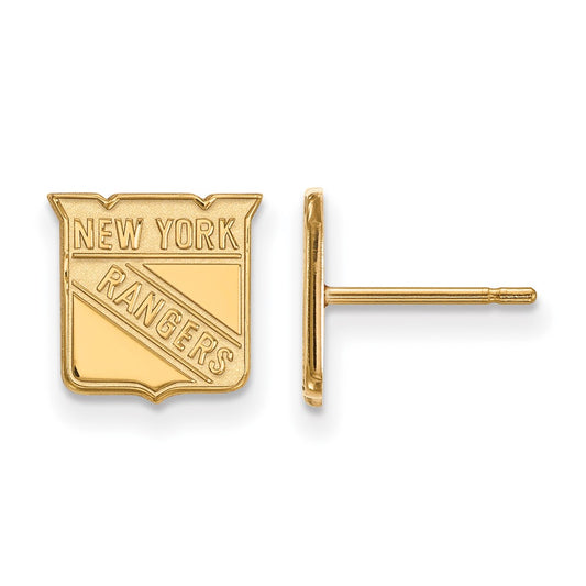 10K Yellow Gold Nhl Logoart New York Rangers Extra Small Post Earrings