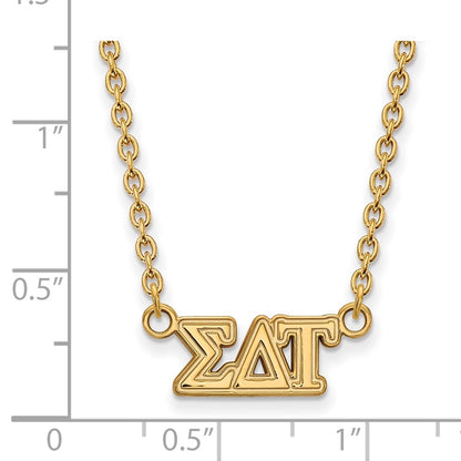 Gold Plated Sterling Silver Logoart Sigma Delta Tau Sorority Greek Letters Medium Pendant 18 Inch Necklace