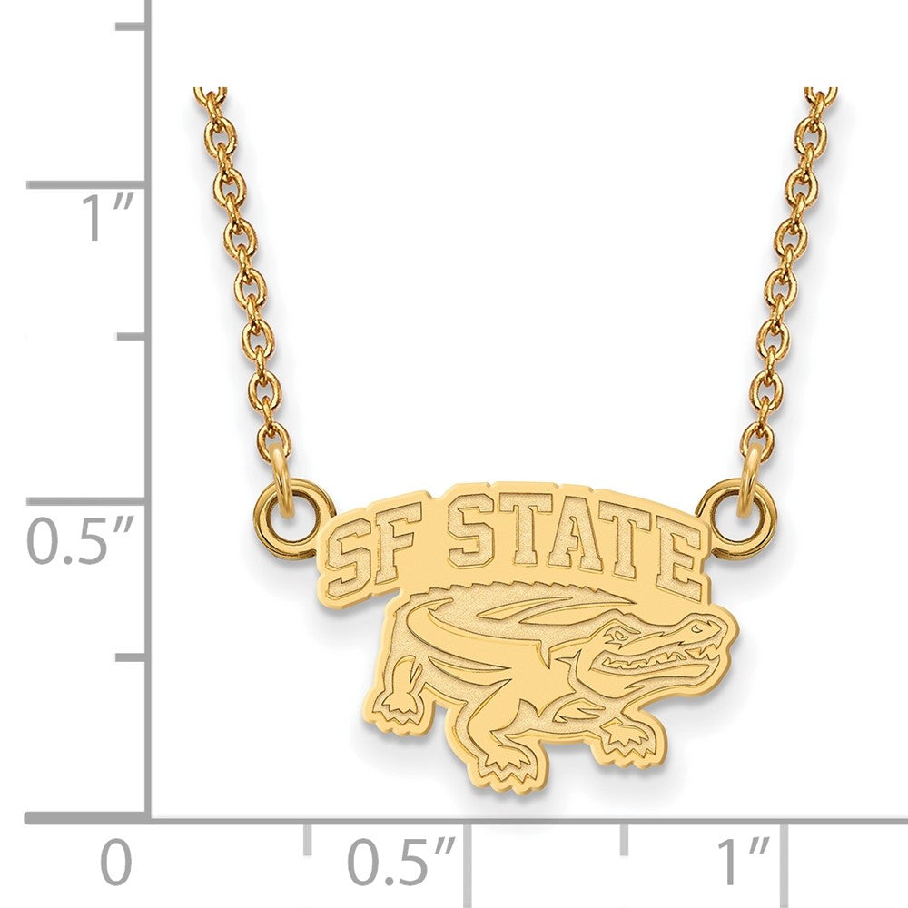 Gold Plated Sterling Silver Logoart San Francisco State University Small Pendant 18 Inch Necklace