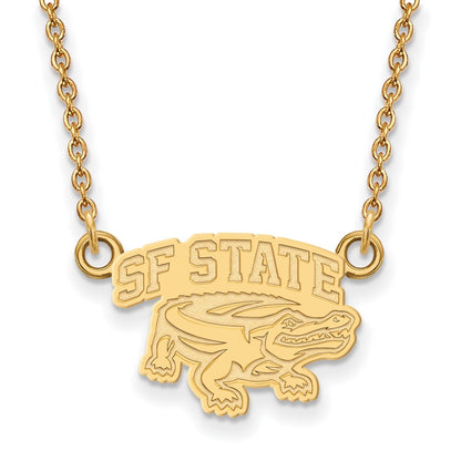 Gold Plated Sterling Silver Logoart San Francisco State University Small Pendant 18 Inch Necklace