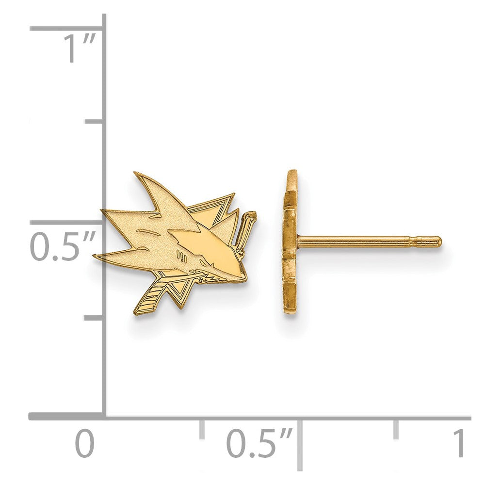 Gold Plated Sterling Silver Nhl Logoart San Jose Sharks Extra Small Post Earrings
