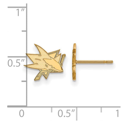 Gold Plated Sterling Silver Nhl Logoart San Jose Sharks Extra Small Post Earrings