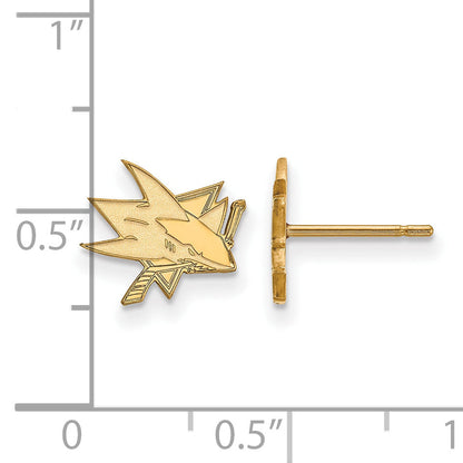 14K Yellow Gold Nhl Logoart San Jose Sharks Extra Small Post Earrings