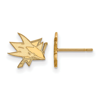 14K Yellow Gold Nhl Logoart San Jose Sharks Extra Small Post Earrings