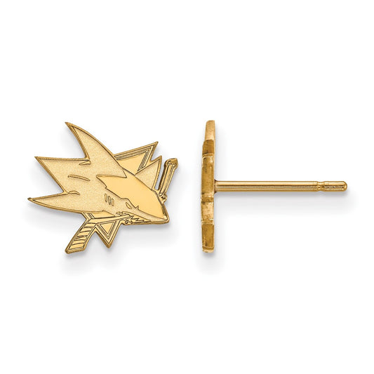 10K Yellow Gold Nhl Logoart San Jose Sharks Extra Small Post Earrings