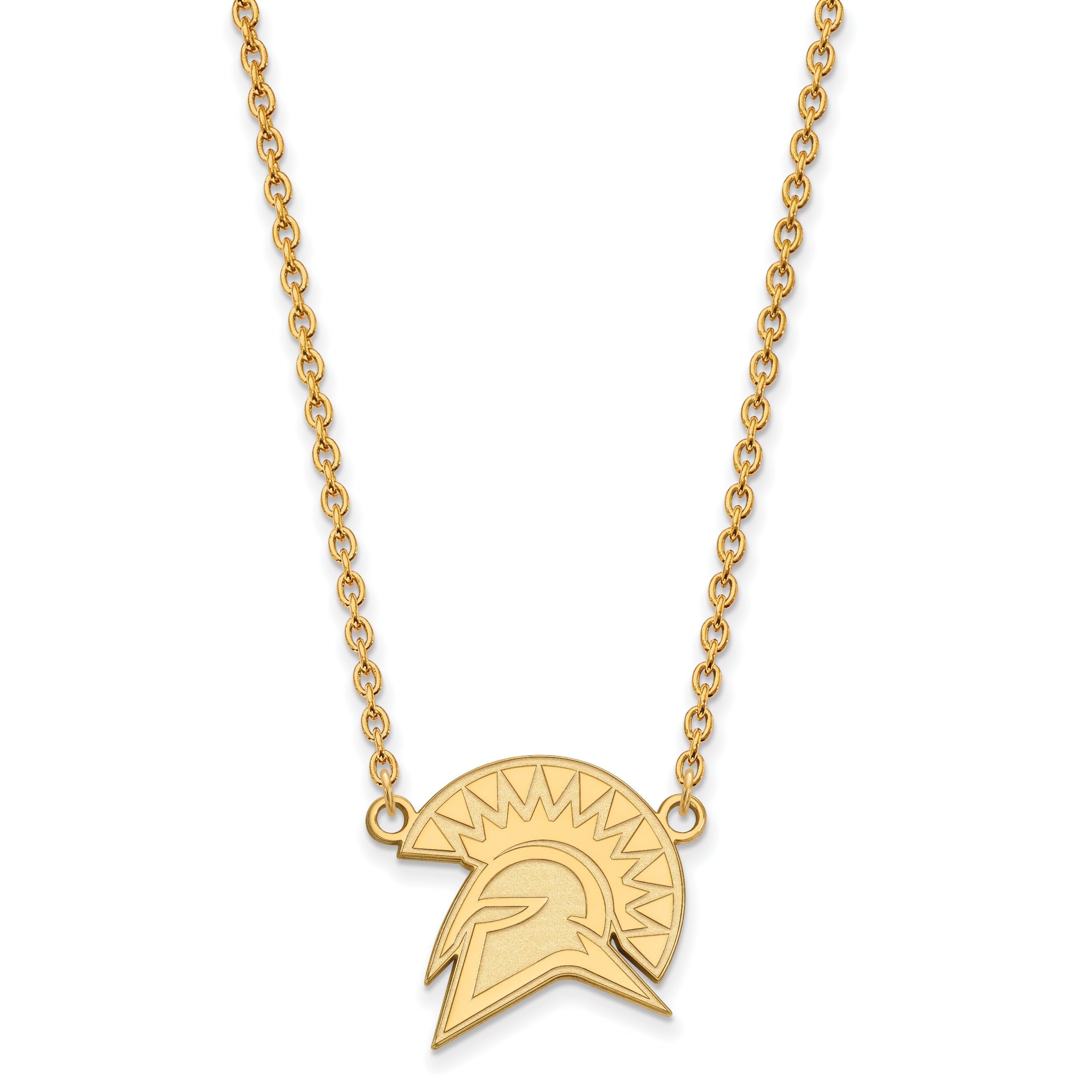 Gold Plated Sterling Silver Logoart San Jose State University Spartan Large Pendant 18 Inch Necklace