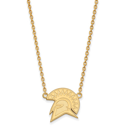 Gold Plated Sterling Silver Logoart San Jose State University Spartan Large Pendant 18 Inch Necklace