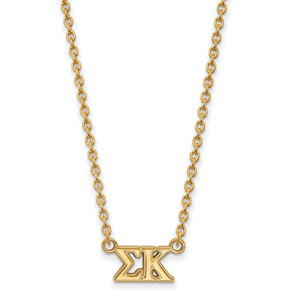 Gold Plated Sterling Silver Logoart Sigma Kappa Sorority Greek Letters Medium Pendant 18 Inch Necklace