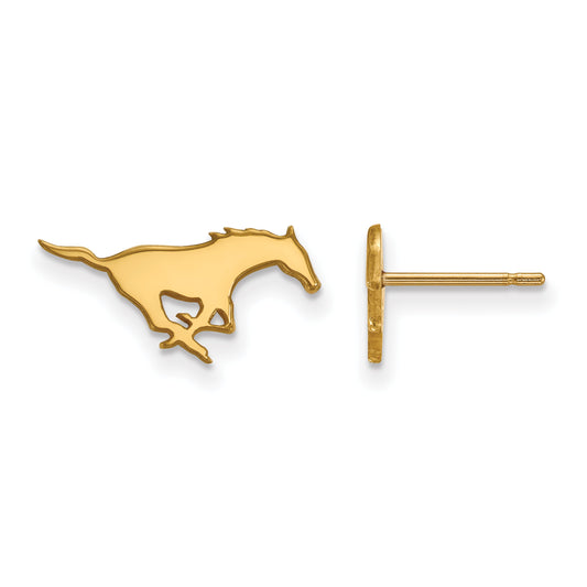 Gold Plated Sterling Silver Logoart Southern Methodist University Mustang Extra Small Post Earrings