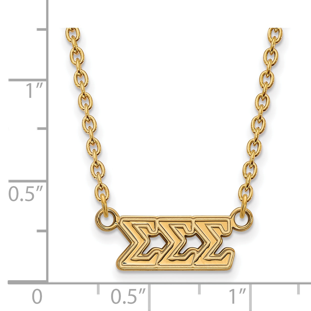 Gold Plated Sterling Silver Logoart Sigma Sorority Greek Letters Medium Pendant 18 Inch Necklace