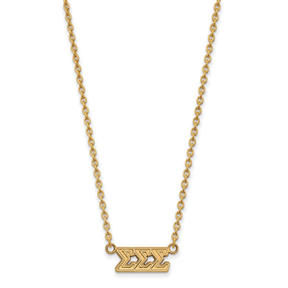 Gold Plated Sterling Silver Logoart Sigma Sorority Greek Letters Medium Pendant 18 Inch Necklace