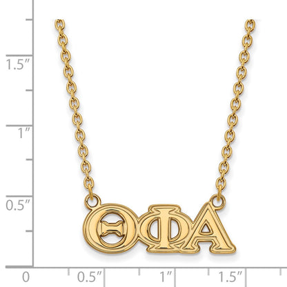 Gold Plated Sterling Silver Logoart Theta Phi Alpha Sorority Greek Letters Medium Pendant 18 Inch Necklace
