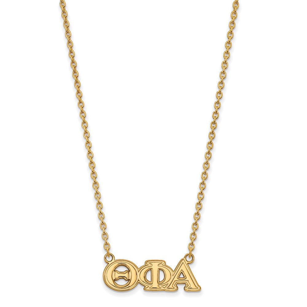 Gold Plated Sterling Silver Logoart Theta Phi Alpha Sorority Greek Letters Medium Pendant 18 Inch Necklace