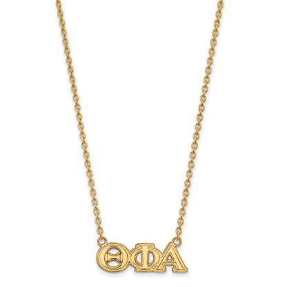 Gold Plated Sterling Silver Logoart Theta Phi Alpha Sorority Greek Letters Medium Pendant 18 Inch Necklace