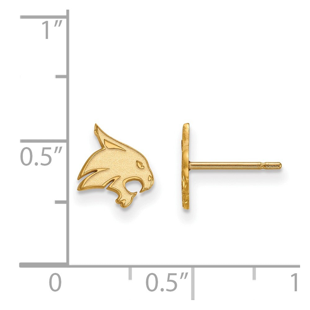 Gold Plated Sterling Silver Logoart Texas State University Bobcat Extra Small Post Earrings