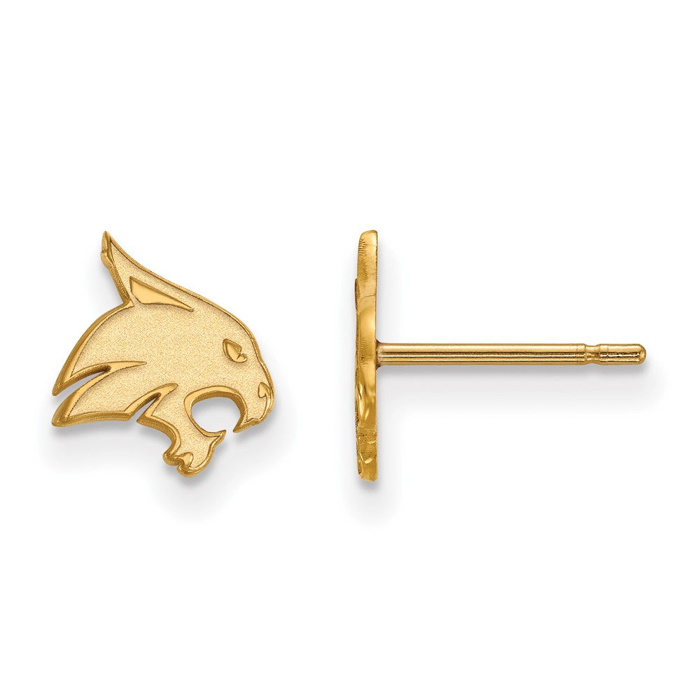 10K Yellow Gold Logoart Texas State University Bobcat Extra Small Post Earrings