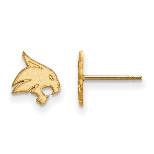 10K Yellow Gold Logoart Texas State University Bobcat Extra Small Post Earrings