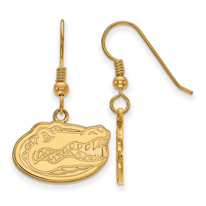 Gold Plated Sterling Silver Logoart University Of Florida Gator Small Dangle Wire Earrings