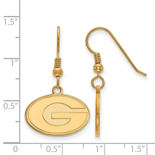 Gold Plated Sterling Silver Logoart University Of Georgia Letter G Small Dangle Wire Earrings