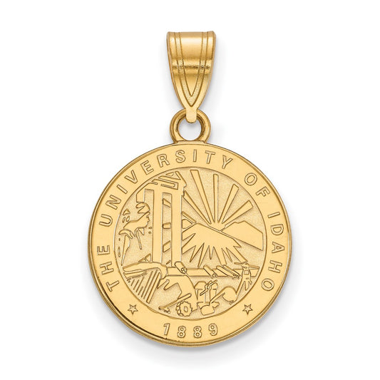 Gold Plated Sterling Silver Logoart University Of Idaho Medium Crest Pendant