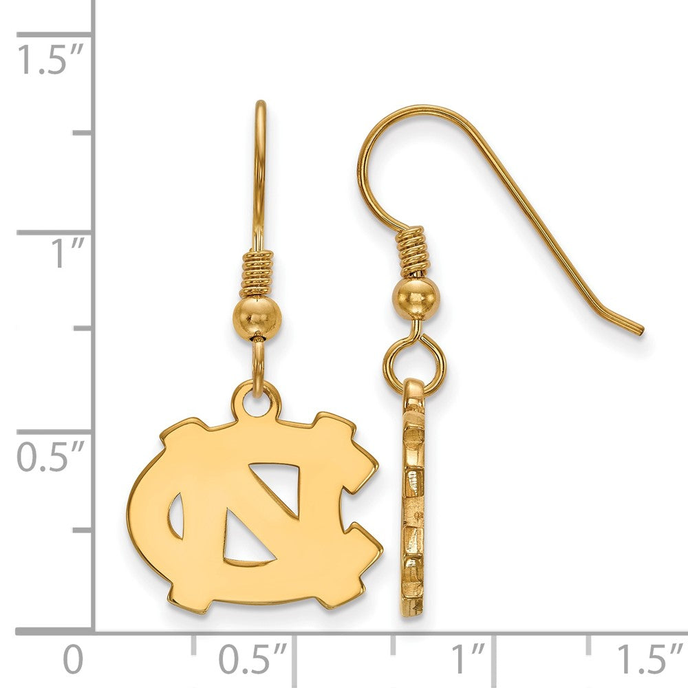 Gold Plated Sterling Silver Logoart University Of North Carolina N C Small Dangle Earrings