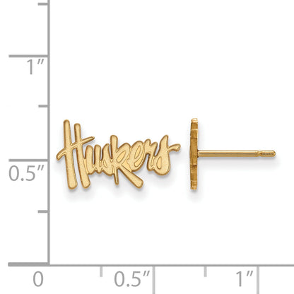 Gold Plated Sterling Silver Logoart University Of Nebraska Huskers Extra Small Post Earrings