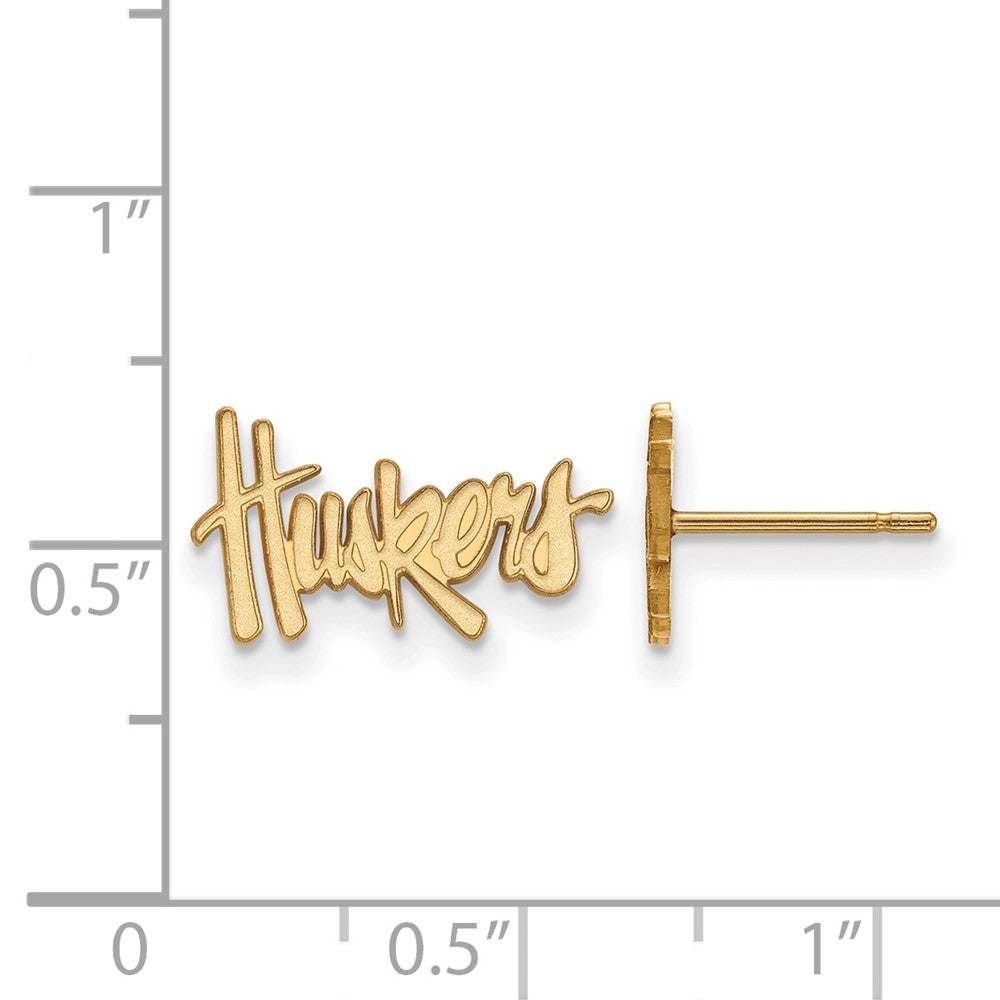 10K Yellow Gold Logoart University Of Nebraska Huskers Extra Small Post Earrings